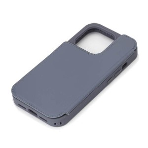 iPhone15Pro ケース 手帳 背面 クリア 透明 ブルー カード 収納 ポケット カバー アイフォン アイホン 逆開き バックフリップ