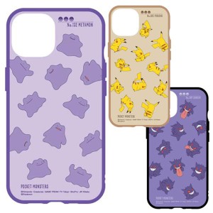 iPhone15 iPhone14 iPhone13 ケース ポケモン ピカチュウ ゲンガー メタモン 総柄 スマホ カバー かわいい オシャレ