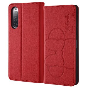 Xperia 10V 手帳型 ケース ディズニー ミニーマウス レッド Disney キャラクター グッズ スマホ カバー シンプル 耐衝撃