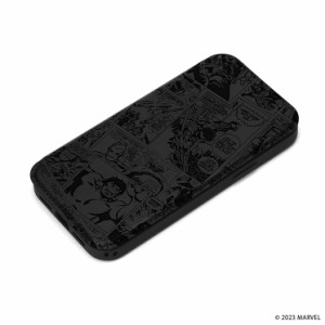iPhone15 手帳 ケース マーベル 背面 透明 クリア ブラック 耐衝撃 保護 スマホ カバー カード ポケット ラウンド