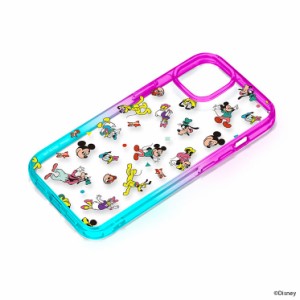 iPhone15 ケース ディズニー ミッキー フレンズ クリア 透明 グラデーション フレーム ハイブリッド スマホ カバー アイフォン アイホン