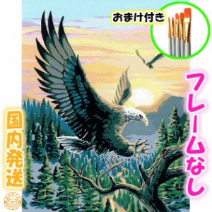 ☆おまけ付き☆【フレームなし】 数字塗り絵 セット 絵の具付き 鳥 かっこいい 鷹 インテリア 絵画 ジグソーパズル 大人の塗り絵 油絵風 