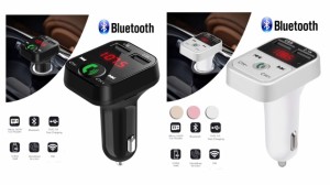 4 Bluetooth FMトランスミッター 充電器　充電　音楽再生　ハンズフリー　スマホ  二台同時充電　SDカード　 USB 　無線 車載 車内 カー