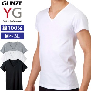 YG ワイジー インナーシャツ VネックTシャツ V首半袖 綿100% M L LL 3L YV0015N グンゼ GUNZE