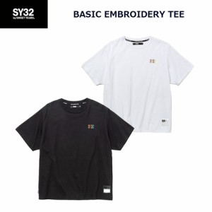 SY32 Tシャツ メンズ ベーシック エンブロイダリー ティー 14157J-W BASIC EMBROIDERY TEE ブラック/マルチ ホワイト/マルチ M L XL XXL 