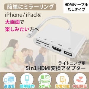 iPhone HDMI 変換ケーブル 変換アダプター テレビ 接続 ミラーリング iPad hdmi 変換ケーブル テレビ 接続 HDMIケーブルなし
