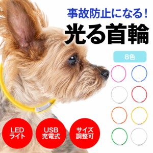 光る首輪 【2個セット】 USB充電式 サイズ調整可 LEDライト 光る 首輪 ペット 犬 猫 カラー 点灯 点滅 小型犬 中型犬 大型犬 夜 散歩 安