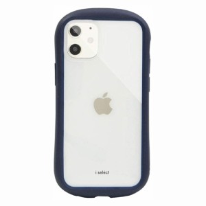 i select clear iphone12mini 対応 ハイブリッドクリアケース ISE-14NV ネイビー clearケース 透明ケース 耐衝撃ケース 送料無料