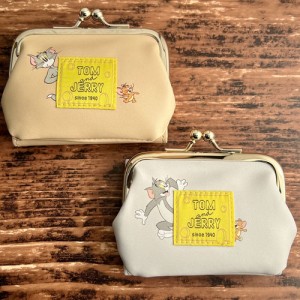 送料無料 トム＆ジェリー／TOM&JERRY がま口財布／ひょっこりワッペンシリーズ TJM-339-40 /ベージュ グレー/