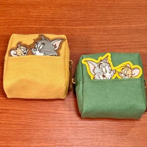 送料無料 トム＆ジェリー／TOM&JERRY ミニポーチ／ひょっこり刺繍シリーズ TJM-360-1 /イエロー グリーン