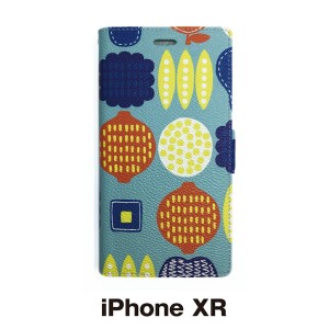 iPhone XR 対応 手帳型 スマホケース PUレザー フリップタイプ フルーツ：ライトブルー 送料無料