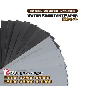 1000円ポッキリ 紙やすり サンドペーパー 12枚セット 耐水ペーパー 番手 極細目 1000番 2500番 3000番 5000番 7000番 10000番