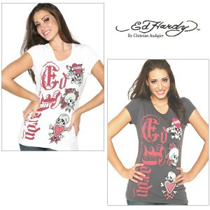 Ed Hardy エドハーディー　レディース トリプルスカル ラインストーン　Tシャツ