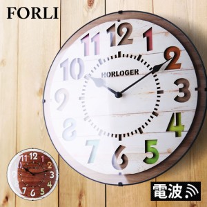 ［ 電波時計 Forli フォルリ ］電波時計 掛け時計 おしゃれ 掛時計 時計 壁掛け 壁掛け時計 レトロ ウッド 木製 北欧 かわいい ギフト 引
