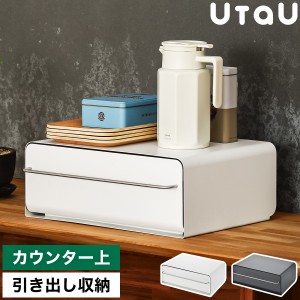 ［ UtaU カウンタードロワー ］引き出し カウンター上収納 ラック 2段 収納 キッチン収納 リビング収納 収納ケース デスク収納 トレイ付