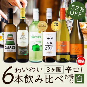 ワイン ワインセット お買い得 白ワイン わいわい楽しめる 送料無料 一部除外 辛口 6本 飲み比べ ワイン 白 フランスワイン チリワイン 