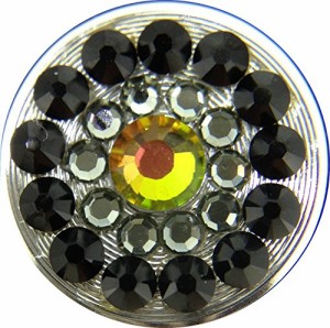 【スワロフスキー】Swarovski Crystal Ring Home Button (Vitrail Medium × Black Diamond × Jet) ベース：シルバー【iPhone/iPad用ホ