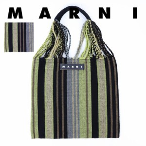 マルニフラワーカフェ ハンモックバッグ ストライプ ディープセージ MARNI FLOWER CAFE トートバッグ マルニマーケット Marni Market