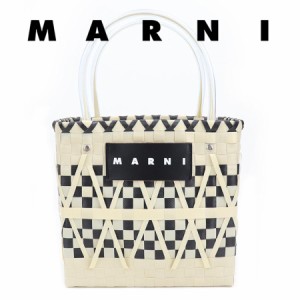 マルニ バッグ Marni Market ステンシルバッグ ホワイト ブラック カゴバッグ ストローバッグ 軽量 マーケット フラワーカフェ トート