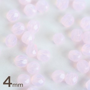 チェコビーズ FP ファイヤーポリッシュ 4mm ライトピンクオパール 約30個 チェコガラス ビーズ パーツ ピアス アクセサリーパーツ