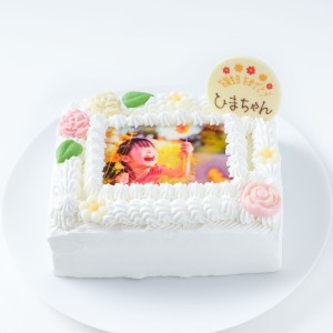 写真ケーキ フォトケーキ 5号 15×12cm 純生クリーム プリントケーキ 画像 誕生日 バースデー 記念日 お祝い 5号 3人分 〜 4人分 送料無