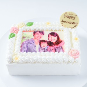 写真ケーキ フォトケーキ 6号 18×14cm 純生クリーム プリントケーキ 画像 誕生日ケーキ バースデーケーキ 記念日ケーキ スクエア写真ケ