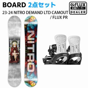 [スノーボード2点セット] 23-24 NITRO DEMAND LTD CAM-OUT + FLUX PR(BLACK/WHITE) スノボ セット メンズ レディース