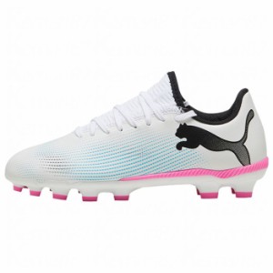 PUMA プーマ フューチャー 7 プレイ HG + MID JR 10773501 01 プーマホワイト/プーマブラック/ポイズンピンク サッカー ジュニアスパイク