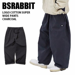 BSRABBIT ビエスラビット ウェア LOGO COTTON SUPER WIDE PANTS 23-24 CHARCOAL メンズ レディース パンツ スノーボード 韓国