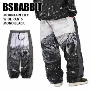 BSRABBIT ビエスラビット ウェア MOUNTAIN CITY WIDE PANTS 23-24 MONO BLACK メンズ レディース パンツ スノーボード 韓国