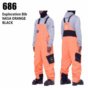 686 シックスエイトシックス ウェア EXPLORATION BIB 23-24 NASA ORANGE BLACK メンズ パンツ スノーボード ロクハチ