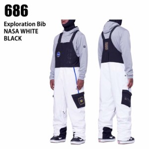 686 シックスエイトシックス ウェア EXPLORATION BIB 23-24 NASA WHITE BLACK メンズ パンツ スノーボード ロクハチ