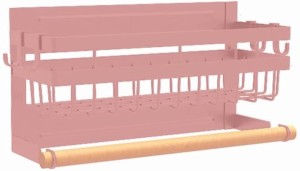 収納ラック 金属製 マグネット式 磁石式 キッチン収納ラック 棚 ペーパーホルダー付き 冷蔵庫側面 調味料収納 サイズS (ピンク)