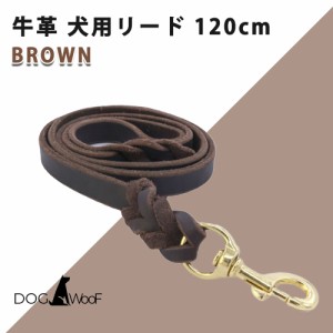 【送料無料 ネコポス便】リード 本革 牛革 犬 先端編み込み 長さ120cm 幅1.2cm ダークブラウン