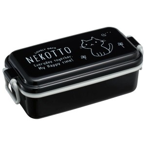 【ふわっと盛り付け】１段ランチボックス[容量520ml]●ねこっと-NEKOTTO-●//ホーロー風 ドーム型フタ 仕切り付き パッキン付き ふんわり