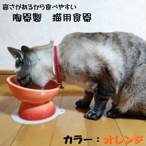 【ペット用品】陶器製 猫用食器●オレンジ●//陶器 陶製 ねこ ネコ ペット用食器 大阪府立大学と共同開発// スケーター