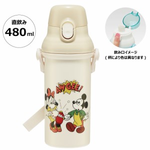 水筒 直飲み プラスチック 大容量 480ml 食洗機対応 キッズ 幼児 ワンタッチ スケーター PSB5SANAG【ショルダー ベルト 子供 こども 子ど