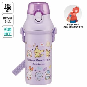 水筒 直飲み プラスチック 大容量 480ml 食洗機対応 キッズ 幼児 ワンタッチ skater スケーター PSB5SANAG ポケットモンスター ポケモン 