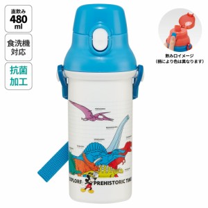 水筒 直飲み プラスチック 大容量 480ml 食洗機対応 キッズ 幼児 ワンタッチ skater スケーター PSB5SANAG ミッキーマウス ミッキー 恐竜