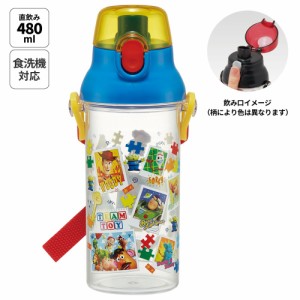 水筒 キッズ ワンタッチ プラスチック 直飲み クリア ボトル 480ml skater スケーター PSB5TR 透明 トイストーリー 24年 トイ・ストーリ