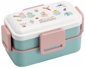 弁当箱 大人 子供 二段 仕切り 食洗機 レンジ 対応 小学生 600ml かわいい スケーター PFLW4AG 抗菌【レディース ４点ロック お弁当箱 ド