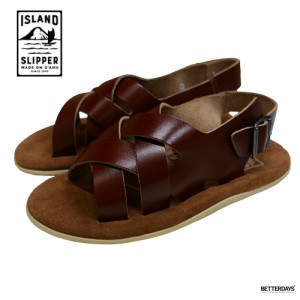 サンダル メンズ アイランドスリッパ バックストラップ LEATHER WEAVE WITH BACK STRAP 25-29cm 【国内正規品】 ISLAND SLIPPER