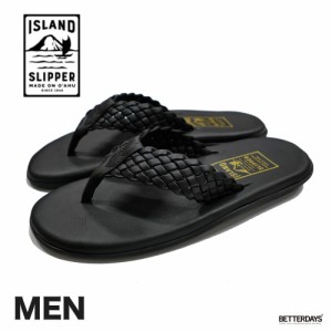 トングサンダル ビーチサンダル メンズ アイランドスリッパ LEATHER メッシュ 編み込み STRAP 25-29cm 【国内正規品】 ISLAND SLIPPER