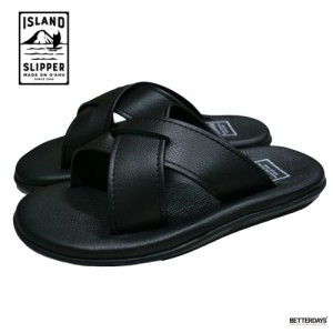 クロスサンダル レディース メンズ アイランドスリッパ ATRAS BLACK SMOOTH LEATHER 25-29cm 【国内正規品】 ISLAND SLIPPER