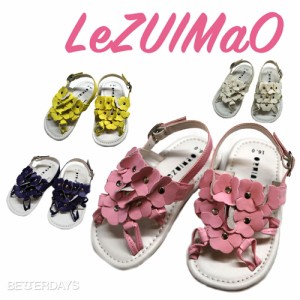 【アウトレット】サンダル キッズ LEZUIMAO PU フラワー お花 モチーフ 子供 靴 15-19cm