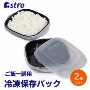 アストロ ザル付き 保存容器 2個組 日本製 ご飯 冷蔵・冷凍保存 電子レンジ ふっくら仕上げ 温野菜  510-26