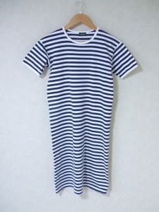 marimekko 半袖 ボーダー ワンピース サイズ130 ネイビー ホワイト レディース マリメッコ【中古】2-0419S△