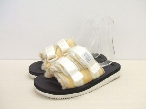 SUICOKE Mouton/Vibram Rubber MOTO-VMBYW2 サイズUS7 保存箱付 ムートン サンダル ホワイト ブラック メンズ スイコック【中古】2-0818M