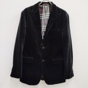 BURBERRY BLACK LABEL ベロア 2B サイズM テーラードジャケット ブラック メンズ バーバリーブラックレーベル【中古】4-0124T♪