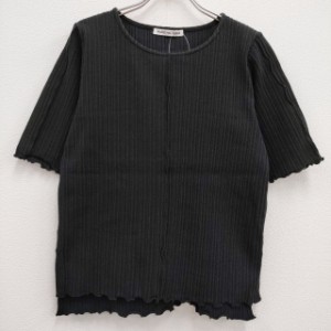 MARECHAL TERRE ZM212CT116 五分袖 リブ クルーネック 半袖Ｔシャツ カットソー ブラック レディース マルシャルテル【中古】4-0308S♪